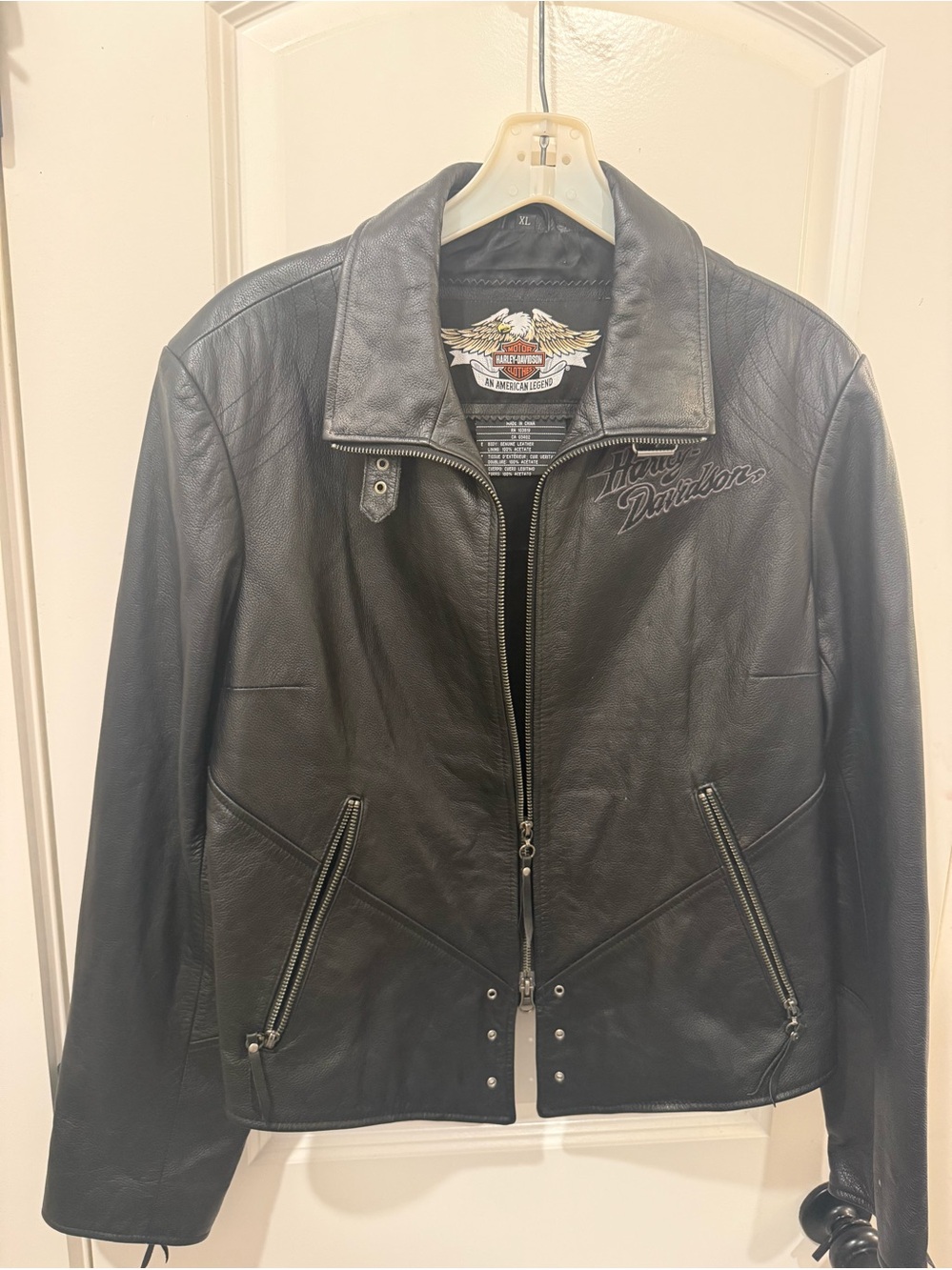 Harley-Davidson Women’s XL Genuine Leather Eagle Embroidered Motorcycle Jacket
